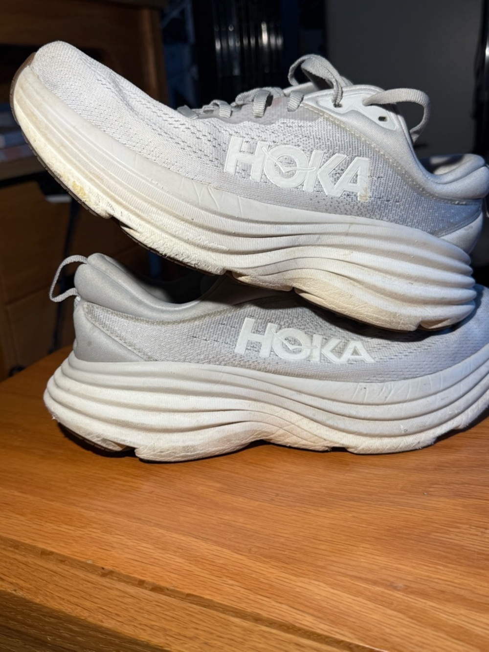Hoka White Minimalist Cushioned Running Shoes